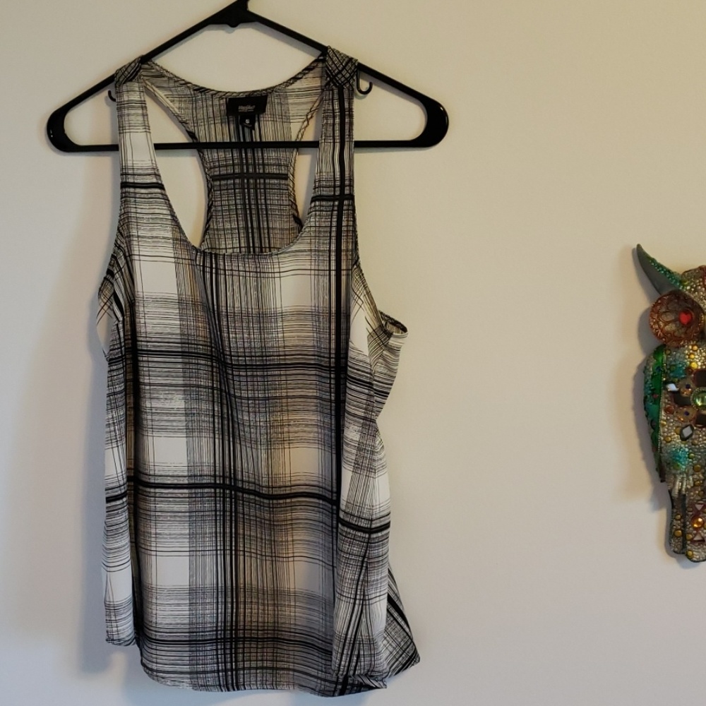 Black and white plaid tank top